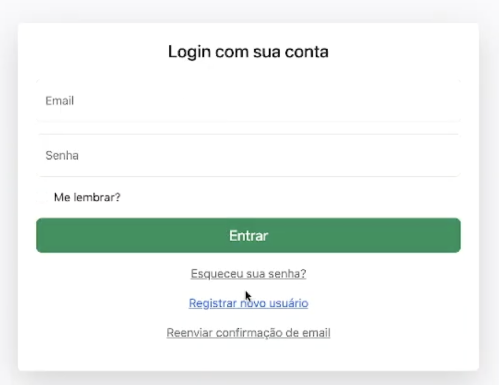 Exemplo de tela de menu e acesso a matrículas